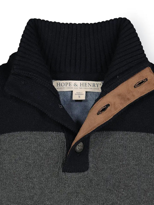 Contrast Sweater with Elbow Patches Charcoal Heather and Black