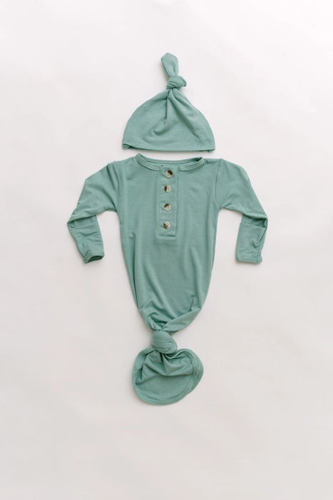 Mint Knotted Gown & Hat Set