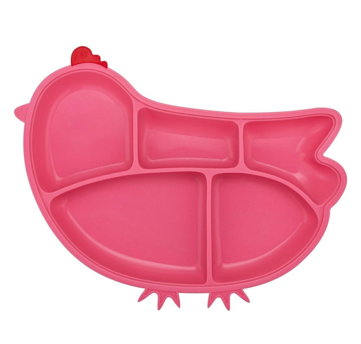 Silicone Suction Divided Plate - Chicken