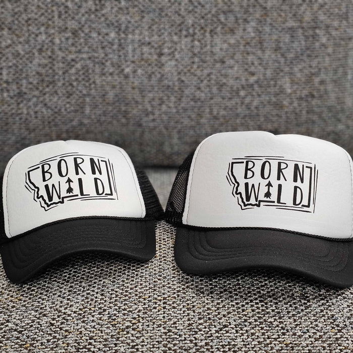 'Born Wild' Black & White Trucker Hat
