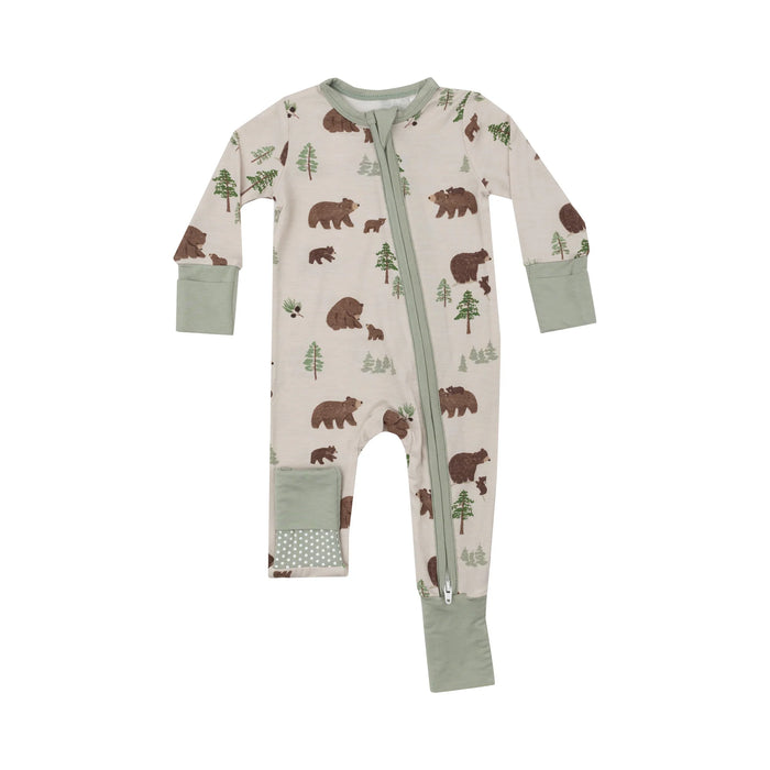 Sweet Brown Bears 2 Way Zipper Convertible Romper/Sleeper