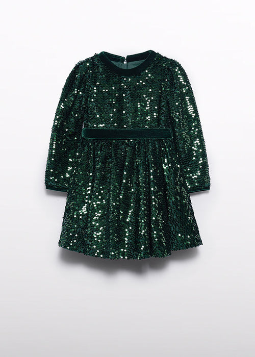 Green Sequin Velvet Formal Dress