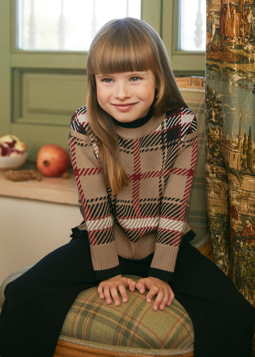 Plaid Sweater and Black Knit Pant Set