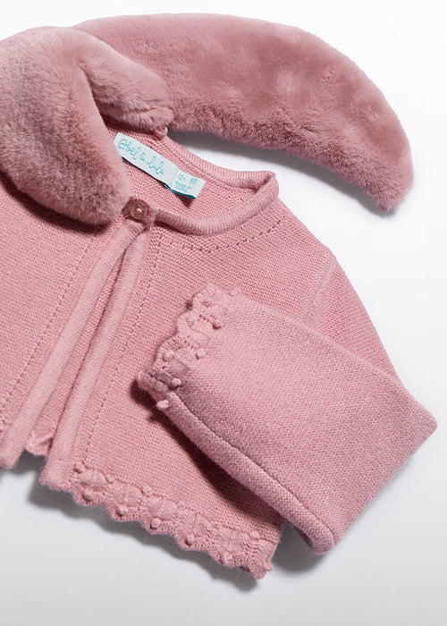 Rose Faux Fur Collar Cardigan