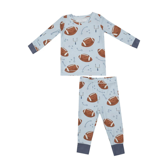 Football Blue Long Sleeve Bamboo Loungewear Set