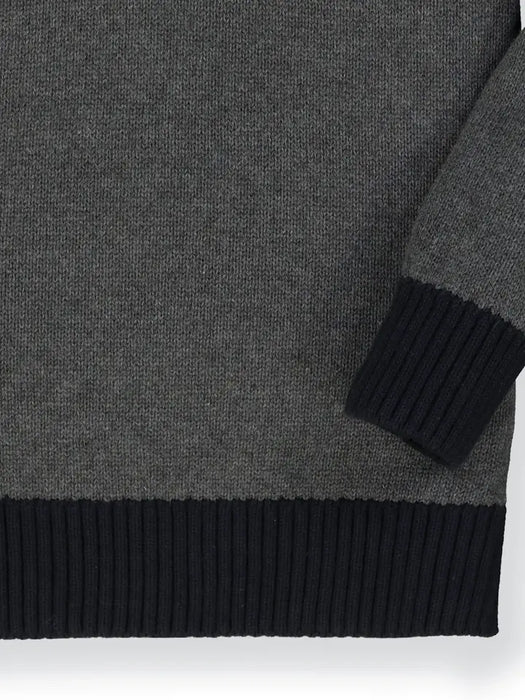 Contrast Sweater with Elbow Patches Charcoal Heather and Black