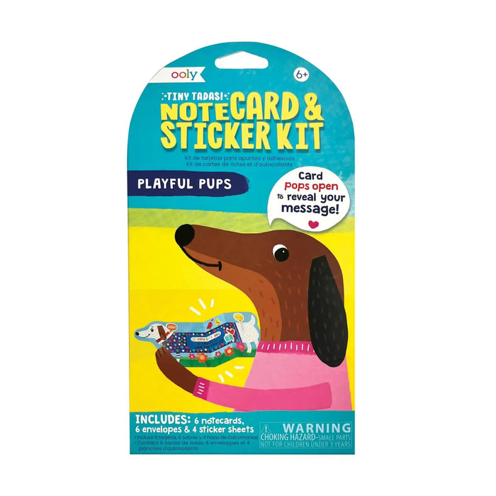 Playful Puppy Tiny Tada! Notecards & Sticker Set