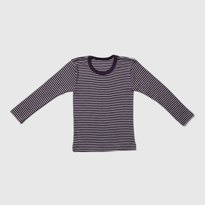 Purple Stripe Organic Wool/Silk Long Sleeve Top