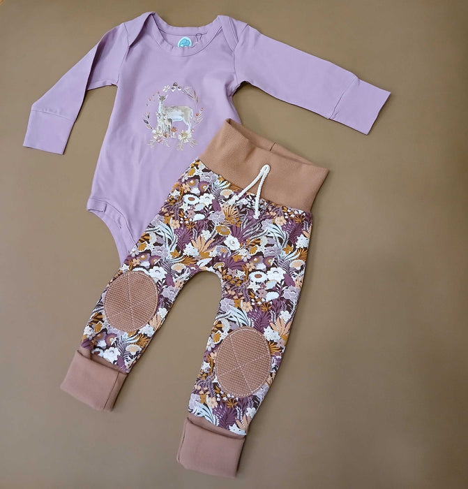 Lavender Bodysuit & Autumn Bouquet Joggers