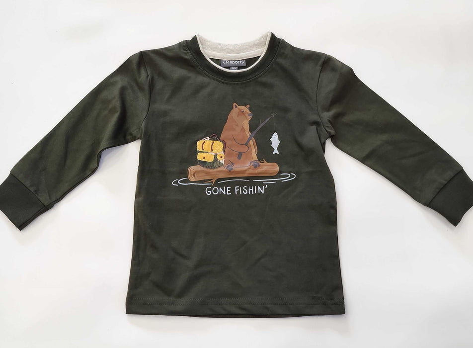 Forest Bear 'Gone Fishing' Long Sleeve Top