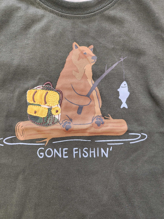 Forest Bear 'Gone Fishing' Long Sleeve Top