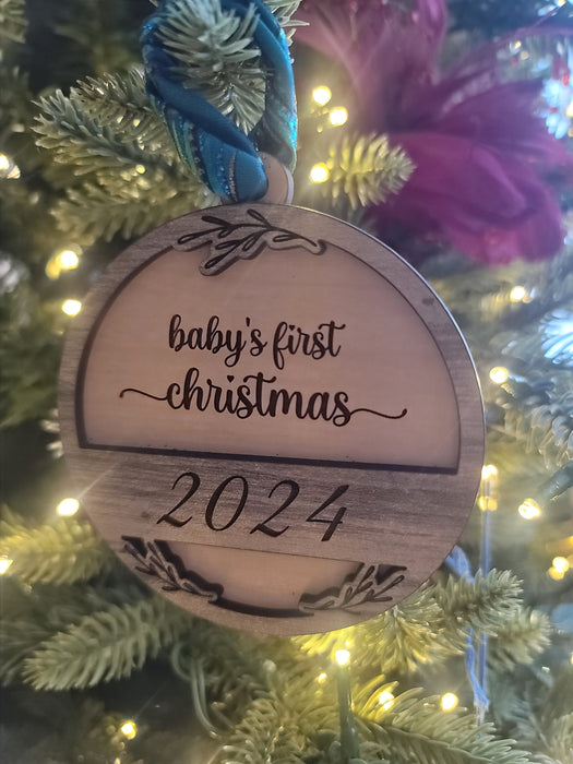 Baby's first Christmas keepsake engraved ornament