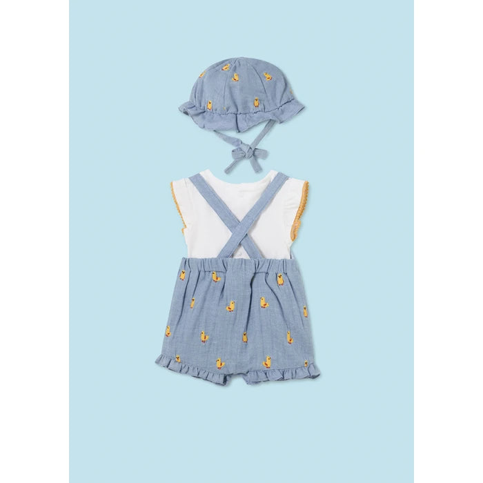 Denim Ducky Ruffle Romper & Hat Set