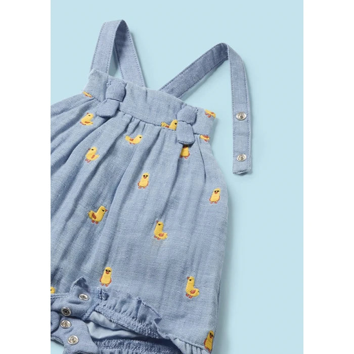 Denim Ducky Ruffle Romper & Hat Set