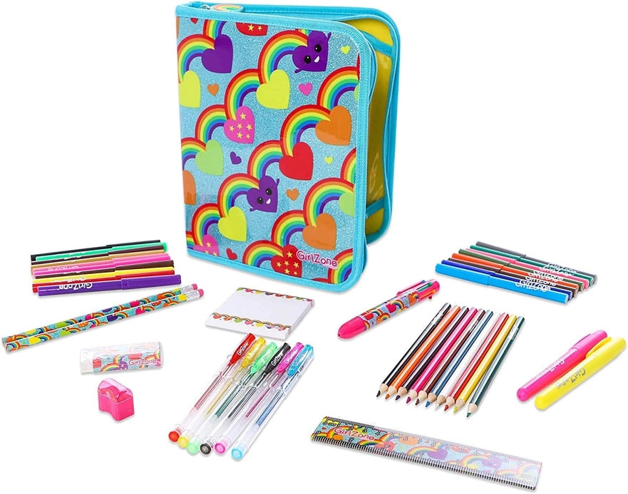 Rainbow Jumbo Pencil Case & Stationary Set - 43 Pieces