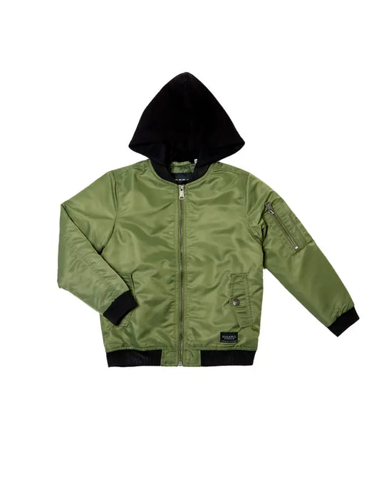 Bomber Jacket with Removable Hood