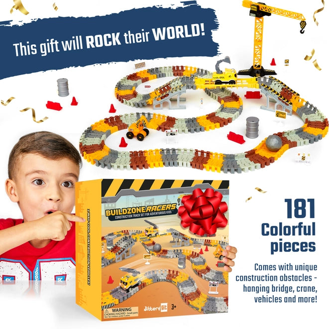 Construction Glow in the Dark Racing & Building Track Set