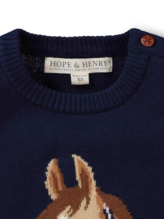 Horse Intarsia Pullover Sweater