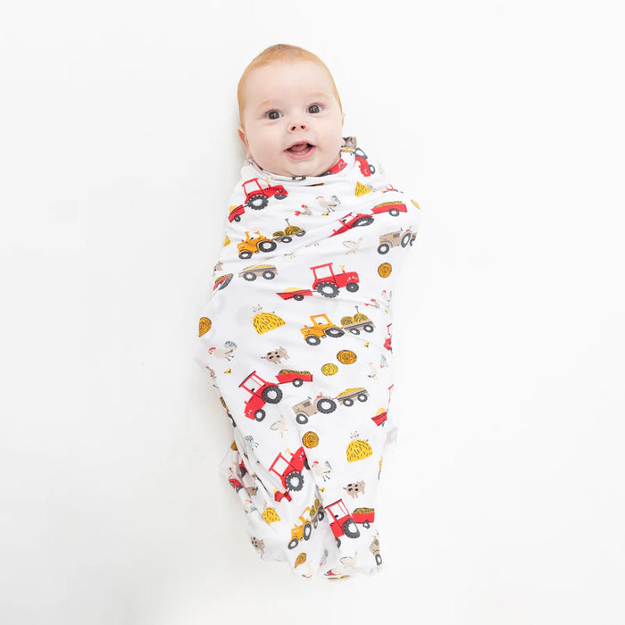 Happy Tractors Swaddle Blanket