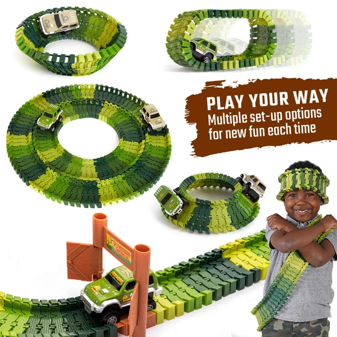 Dinosaur Glow in the Dark Racing & Building Track Set