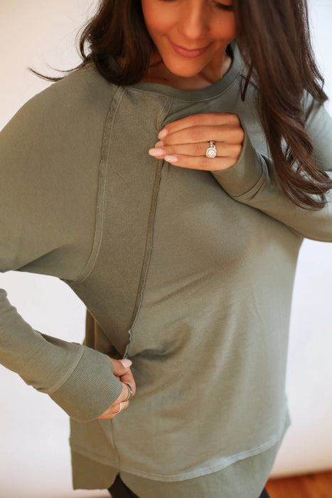 Sage Free Flowing Long Sleeve Nursing Top