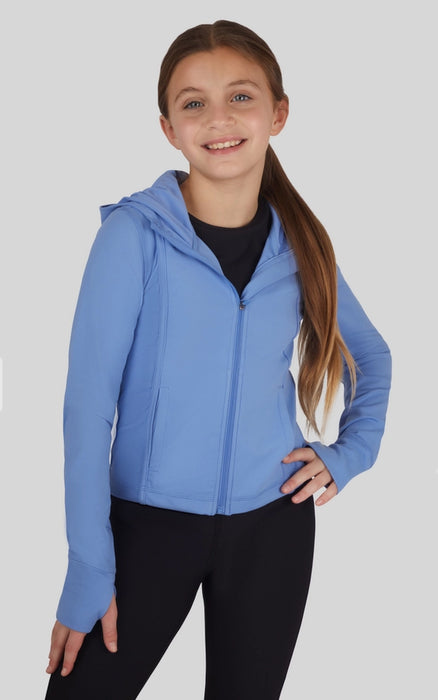 Girls Full Zip Active Jacket with Hood In Granda Sky