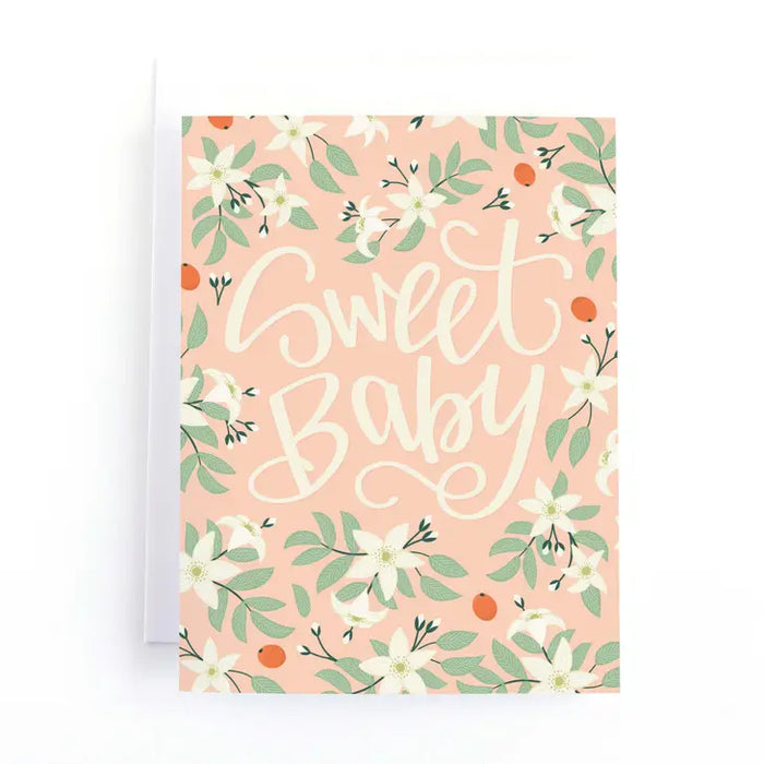 Floral 'Sweet Baby' New Baby Card