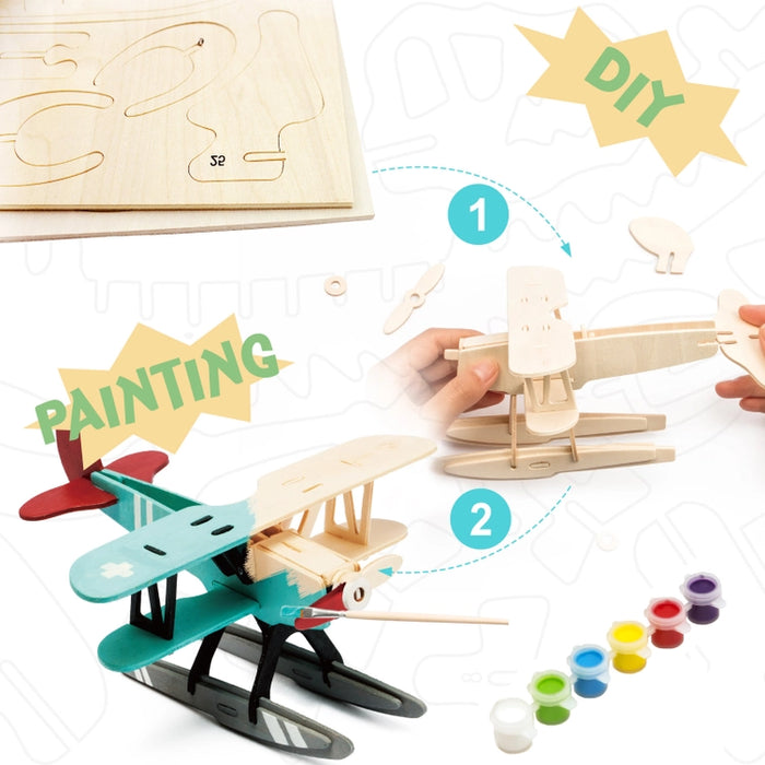 3D Wooden Puzzle with Paint Kit