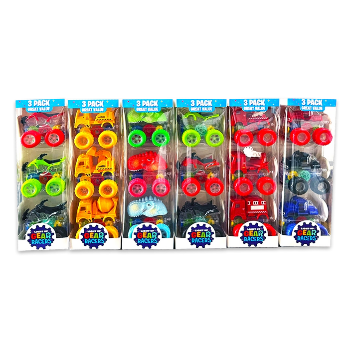 3 pack Light Up Gear Racers cARS