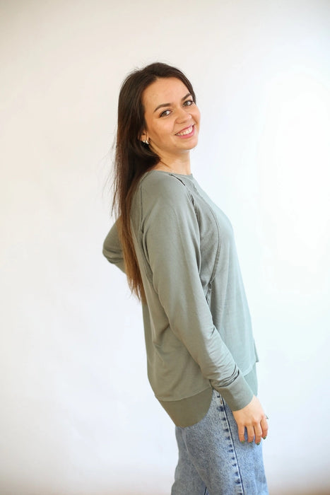 Sage Free Flowing Long Sleeve Nursing Top