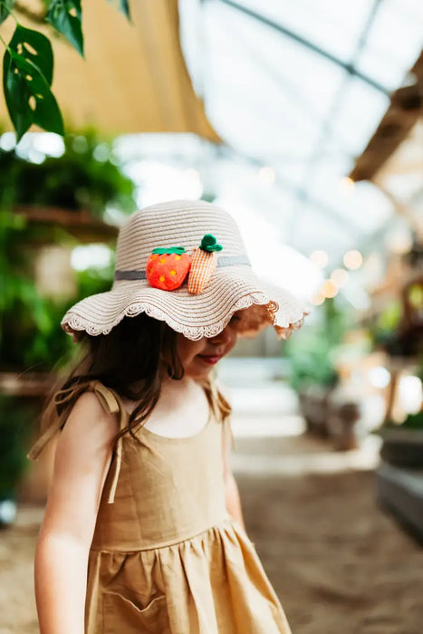 Strawberry Brown Straw Sun Hat