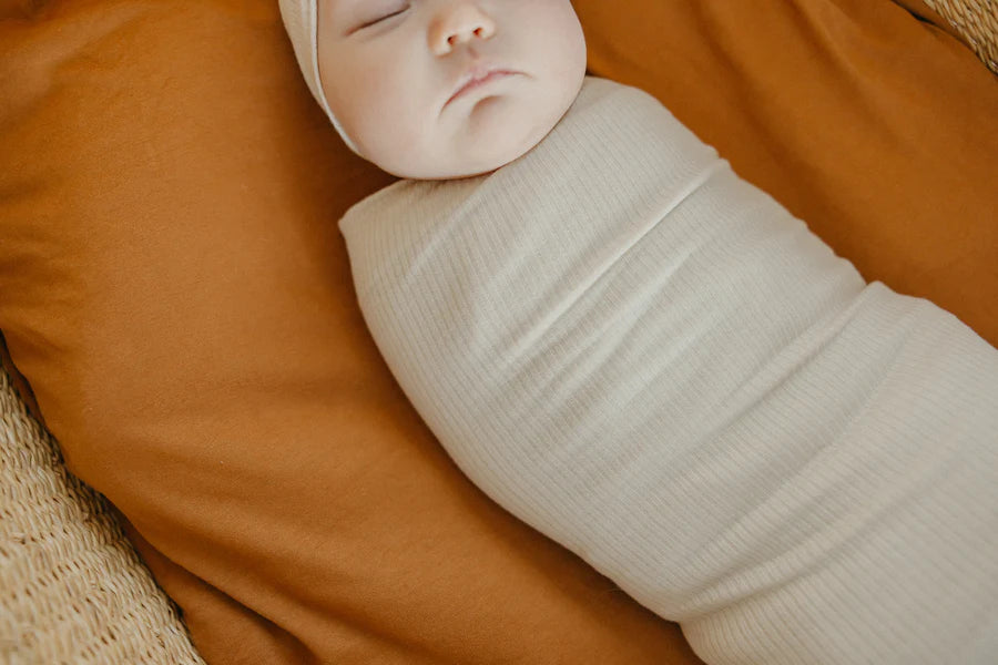 Moonstone Rib Knit Swaddle Blanket