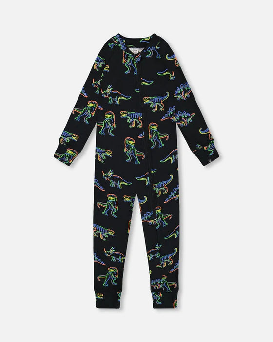 Neon Dinos Organic Cotton One Piece Pajamas