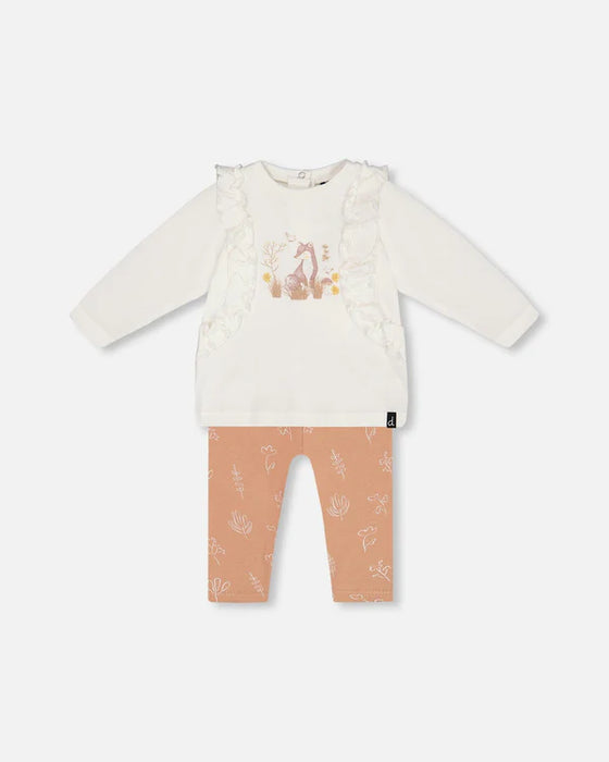 Foxtrot White & Cinnamon Organic Cotton Long Sleeve Top and Leggings