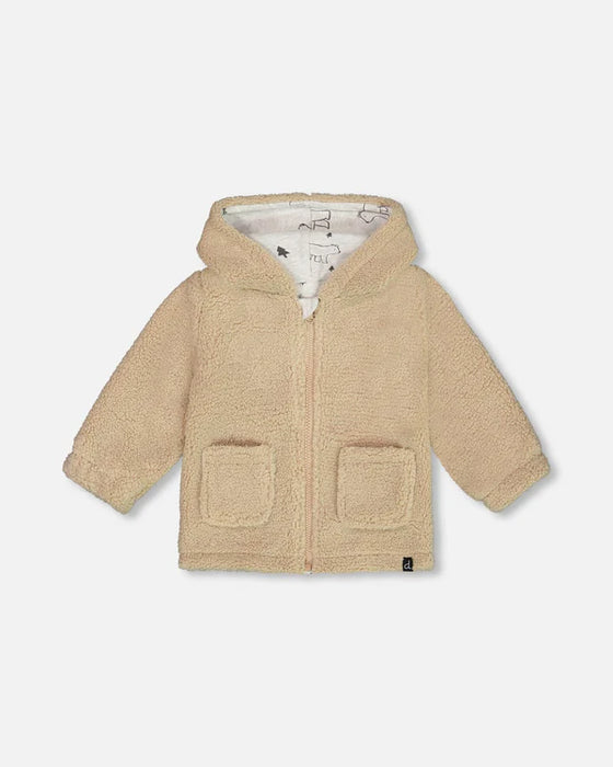 Sand Sherpa Hooded Zip Jacket