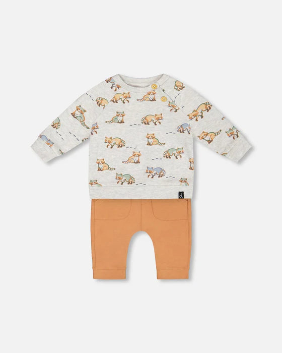 Printed Racoon Organic Cotton Top And Pant Set