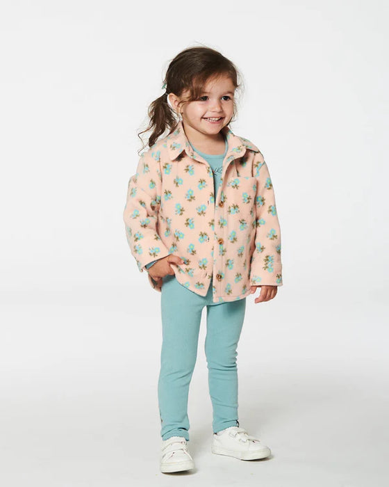 Blue Flower Peach Polar Fleece Top