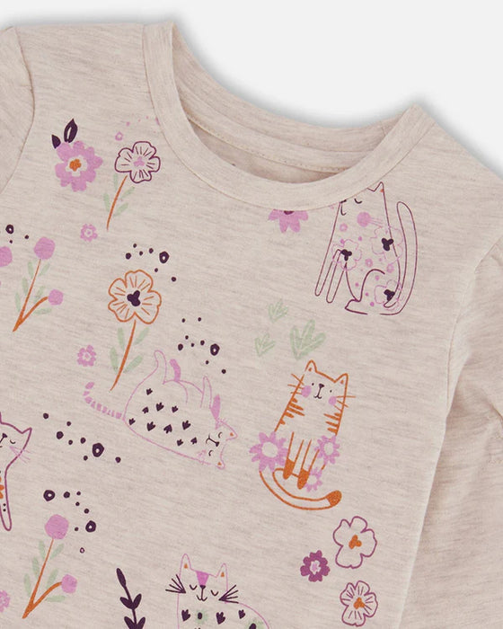 Cats Beige Long Sleeve Tee