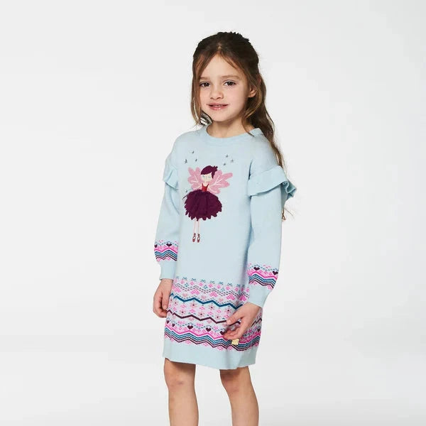 Light Blue Intarsia Knit Dress