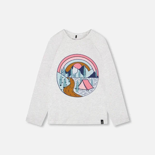 Adventure Print Light Grey Raglan Long Sleeve Tee