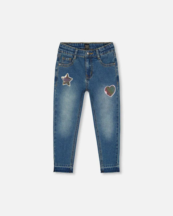 Embroidered Patch Denim Jeans