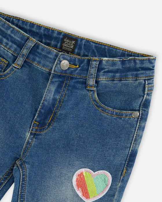 Embroidered Patch Denim Jeans