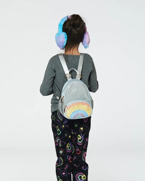 Silver Backpack with Rainbow Pocket