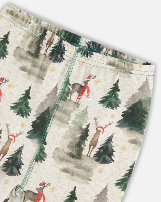 Reindeer Gray Organic Cotton Two Piece Pajamas