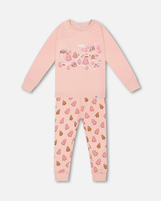 Pink Christmas Cookies Organic Cotton Two Piece Pajamas