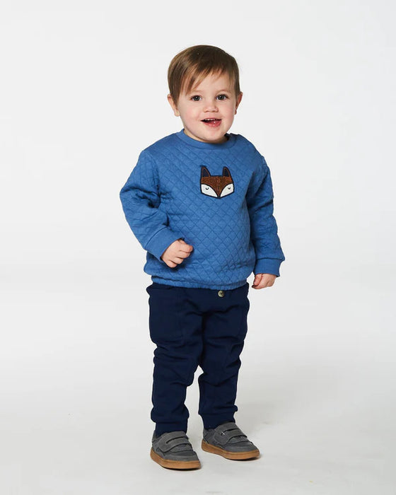 Fox Print Quilted Sweatshirt & Fleece Pants Set