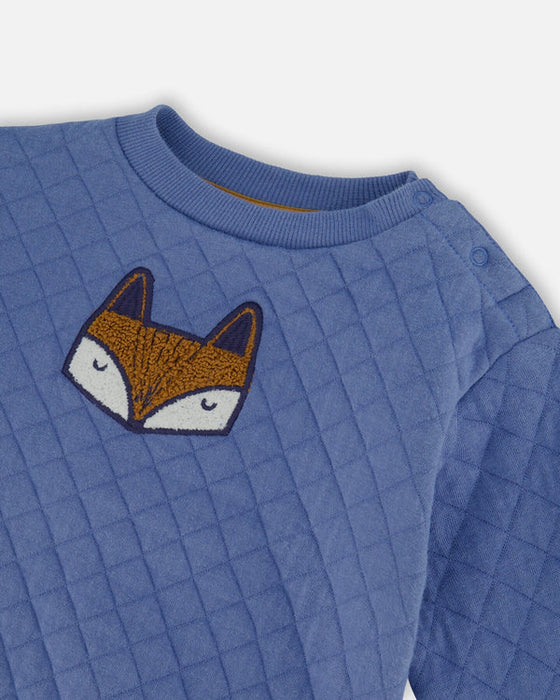 Fox Print Quilted Sweatshirt & Fleece Pants Set