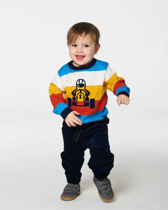 Multicolor Striped Karting Jacquard Sweater