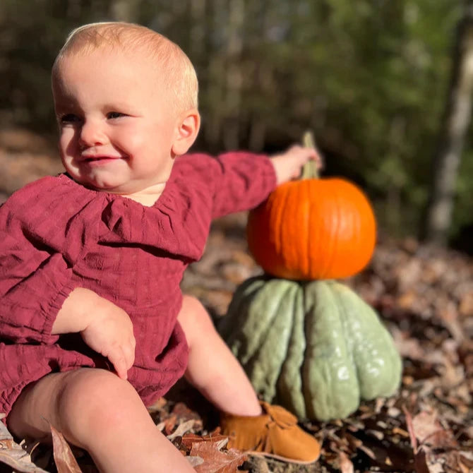 Burgundy Daisy Bubble Romper