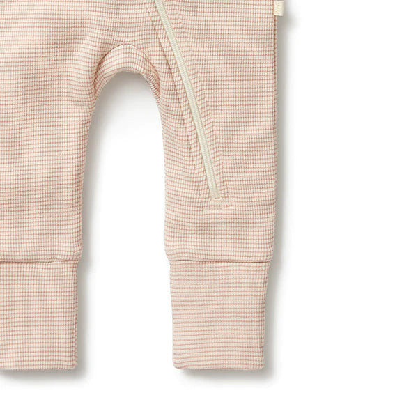 Rose Organic Cotton Ribbed Convertible Sleeper/Romper